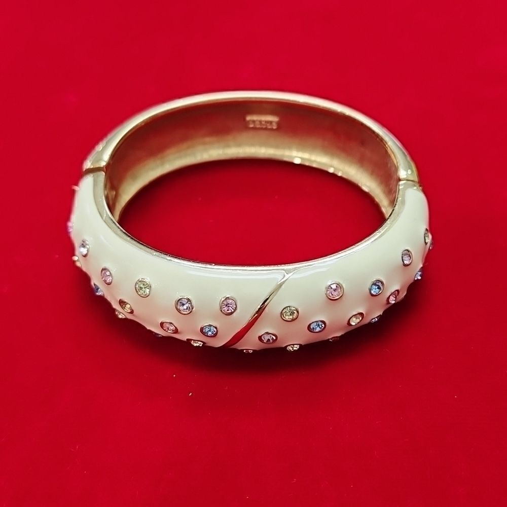 New Vintage Signed D. SWAROVSKI Multicolor Crystal Bangle Bracelet